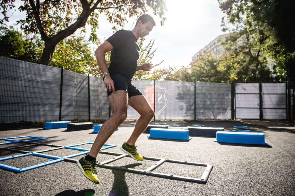 Man doing Agility ladder training